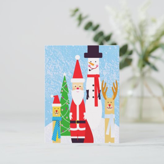 kerstfiguren feestdagenkaart (Staand voorkant)