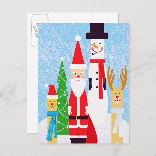 kerstfiguren feestdagenkaart (Voorkant / Achterkant)