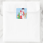 kerstfiguren vierkante sticker (Tas)