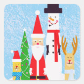 kerstfiguren vierkante sticker (Voorkant)
