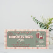 Kerstfilm avond uitnodiging ticket voucher (Staand voorkant)