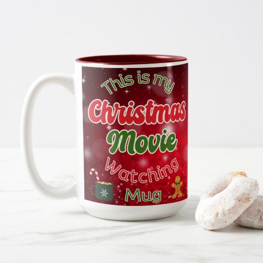Kerstfilm die Mok, Kerstmis Mok kijken (Met donut)