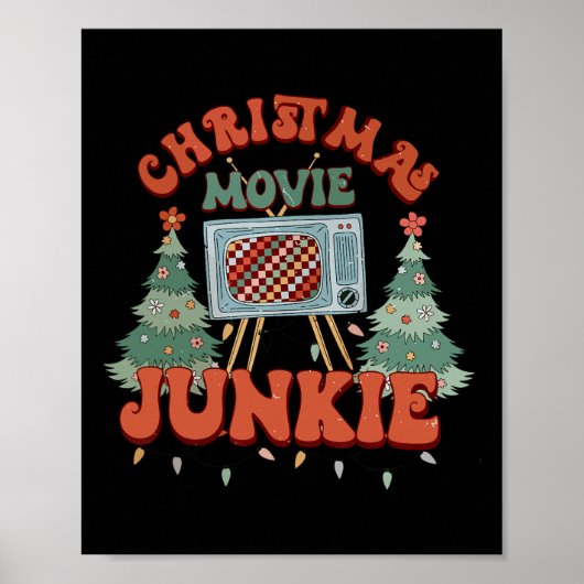 Kerstfilm Junkie Retro Kerstboom Chrism Poster (Voorkant)