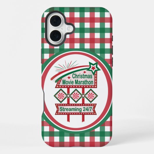 Kerstfilm Marathon Retro Marquee Feestelijk iPhone Hoesje (Achterkant)