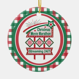 Kerstfilm Marathon Retro Marquee Feestelijk Keramisch Ornament