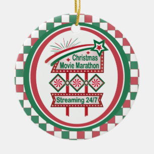 Kerstfilm Marathon Retro Marquee Feestelijk Keramisch Ornament