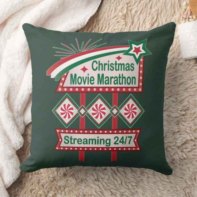 Kerstfilm Marathon Retro Marquee Feestelijk Kussen (Deken)