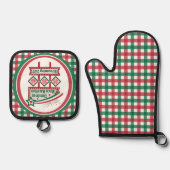 Kerstfilm Marathon Retro Marquee Feestelijk Ovenwant & Pannenlap Set (Voorkant)