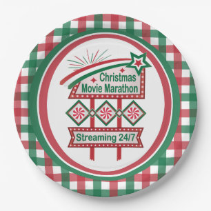 Kerstfilm Marathon Retro Marquee Feestelijk Papieren Bordje