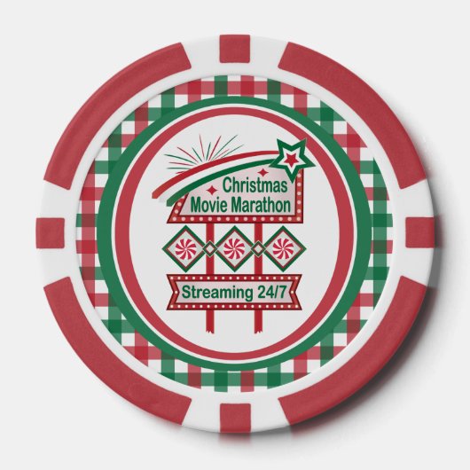 Kerstfilm Marathon Retro Marquee Feestelijk Poker Chips (Voorkant)
