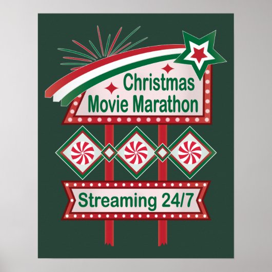 Kerstfilm Marathon Retro Marquee Feestelijk Poster (Voorkant)