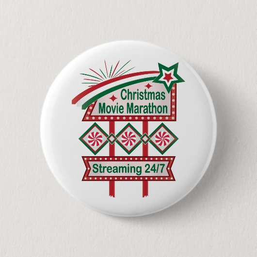Kerstfilm Marathon Retro Marquee Feestelijk Ronde Button 5,7 Cm (Voorkant)