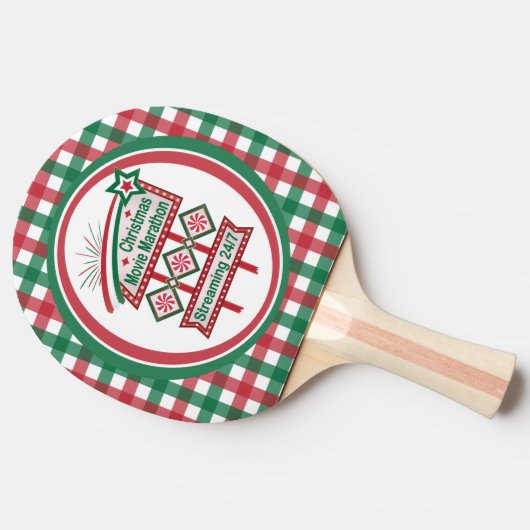 Kerstfilm Marathon Retro Marquee Feestelijk Tafeltennisbatje (Zijkant)