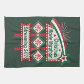 Kerstfilm Marathon Retro Marquee Feestelijk Theedoek (Horizontaal)