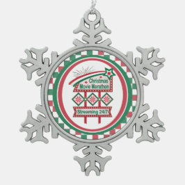 Kerstfilm Marathon Retro Marquee Feestelijk Tin Sneeuwvlok Ornament