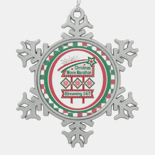Kerstfilm Marathon Retro Marquee Feestelijk Tin Sneeuwvlok Ornament