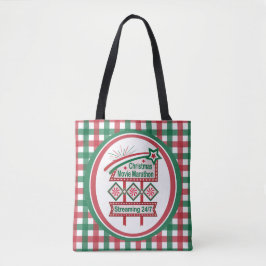 Kerstfilm Marathon Retro Marquee Feestelijk Tote Bag