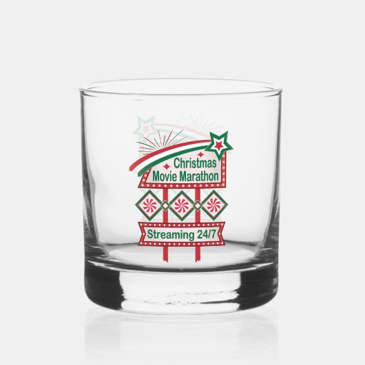 Kerstfilm Marathon Retro Marquee Feestelijk Whisky Glas (Voorkant)