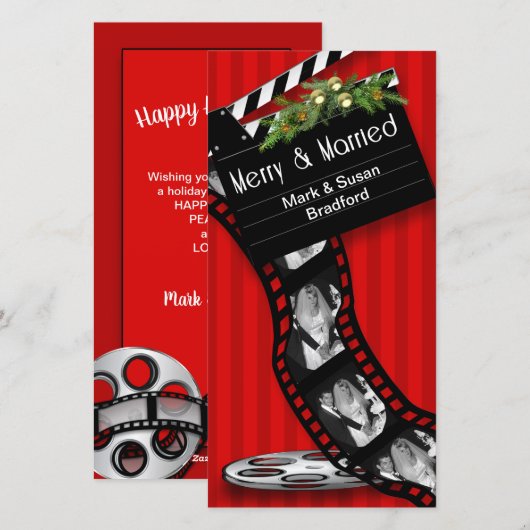 KERSTFILM STRIP - VROLIJK, GETROUWD FEESTDAGENKAART (Voorkant / Achterkant)