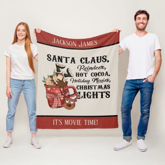 Kerstfilm: voeg naam feestdag toe fleece deken (In situ)