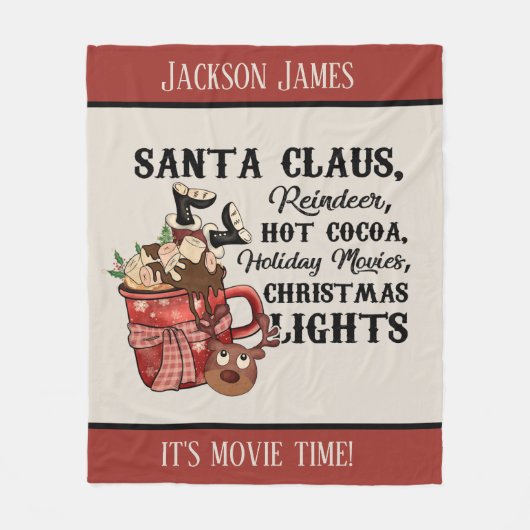 Kerstfilm: voeg naam feestdag toe fleece deken (Voorkant)
