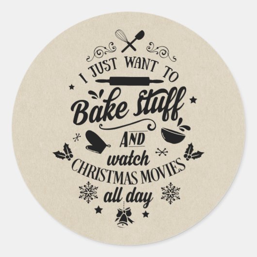 KERSTFILMS & BAKKEN Vakantie Script Modern Ronde Sticker (Voorkant)
