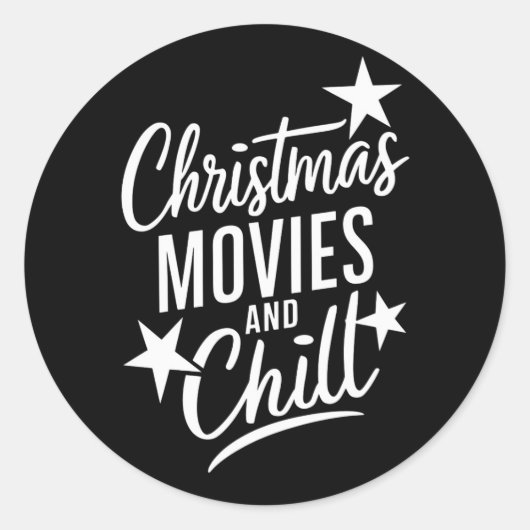 Kerstfilms en Chill Familie Kerstcadeau Ronde Sticker (Voorkant)