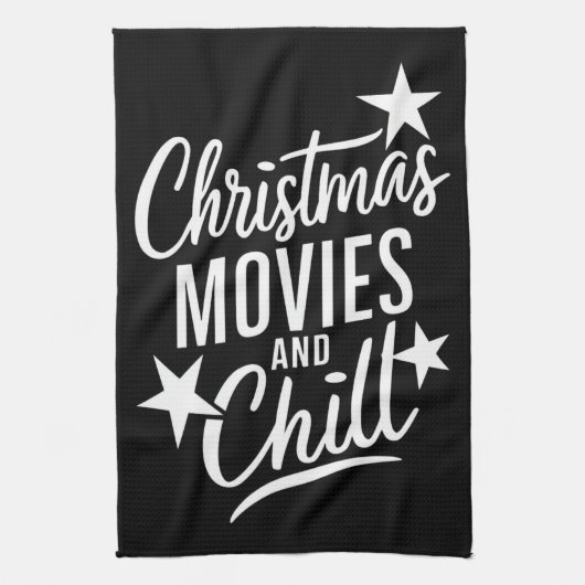 Kerstfilms en Chill Familie Kerstcadeau Theedoek (Verticaal)