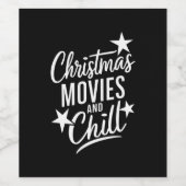 Kerstfilms en Chill Familie Kerstcadeau Wijn Etiket (Enkel label)