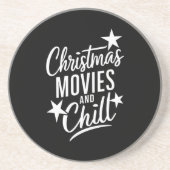 Kerstfilms en Chill Familie Kerstcadeau Zandsteen Onderzetter (Voorkant)