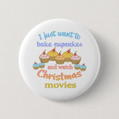 kerstfilms en cupcakes ronde button 5,7 cm (Voorkant)