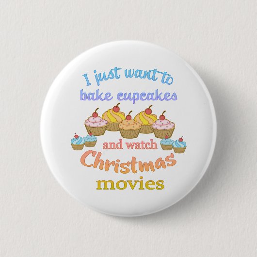 kerstfilms en cupcakes ronde button 5,7 cm (Voorkant)