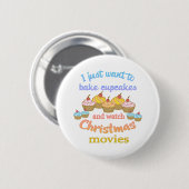 kerstfilms en cupcakes ronde button 5,7 cm (Voorkant /achterkant)