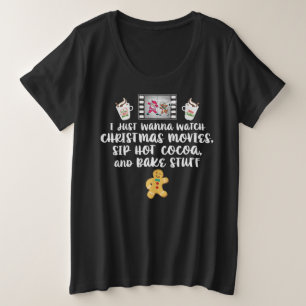 Kerstfilms Hot Cocoa Baking Design Grote Maat T-shirt
