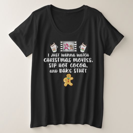 Kerstfilms Hot Cocoa Baking Design Grote Maat T-shirt (Design voorkant)