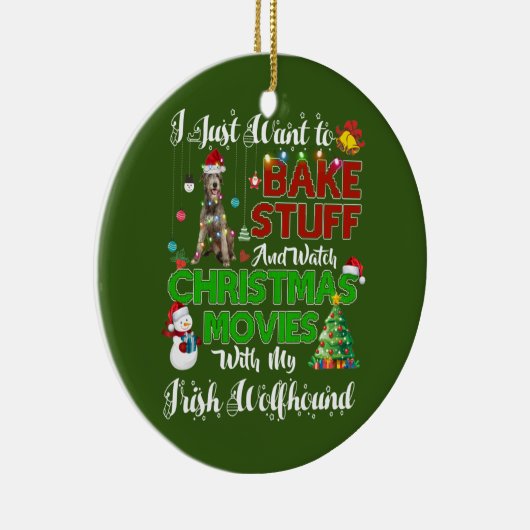 kerstfilms met Ierse Wolfhound Keramisch Ornament (Rechts)