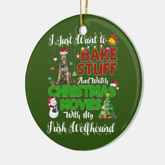 kerstfilms met Ierse Wolfhound Keramisch Ornament (Links)