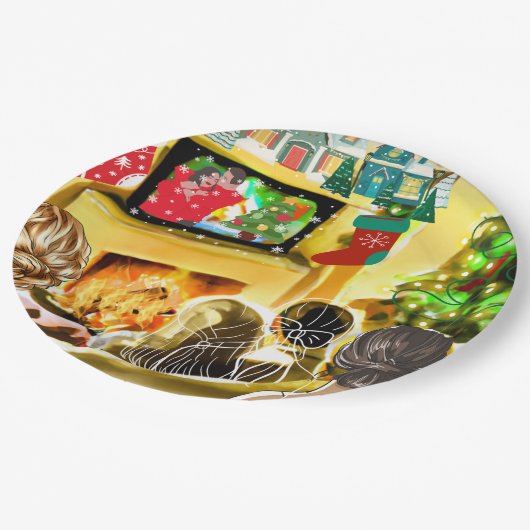 kerstfilms papieren bordje (Gekanteld)