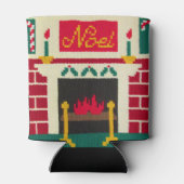 KerstFireplace Red Green Gold Noel Crochet Blikjeskoeler (Achterkant)