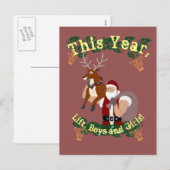 Kerstfitness Nieuwjaar fit kerstman en rendier Feestdagenkaart (Voorkant / Achterkant)