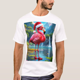 Kerstflamingo als Santa Claus-47476 klok T-shirt