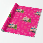 kerstflamingo cadeaupapier (Uitgerold)