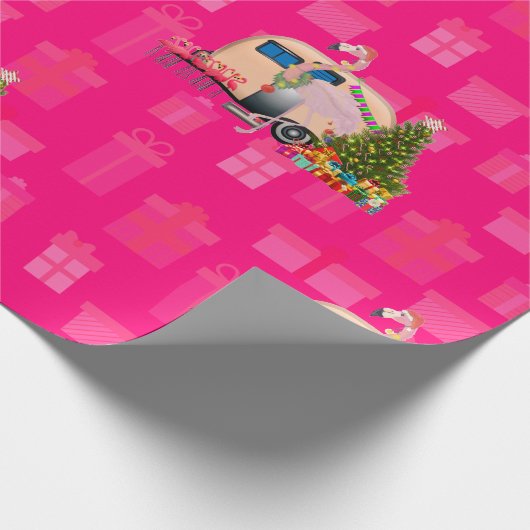 kerstflamingo cadeaupapier (Hoek)