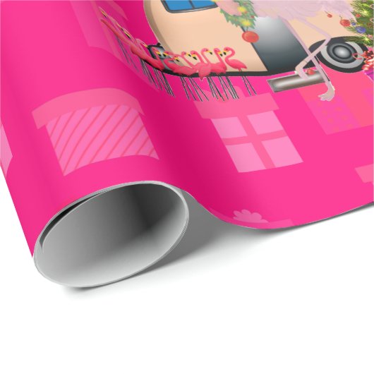 kerstflamingo cadeaupapier (Rol Hoek)