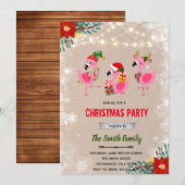 Kerstflamingo en jingle uitnodiging (Voorkant / Achterkant)