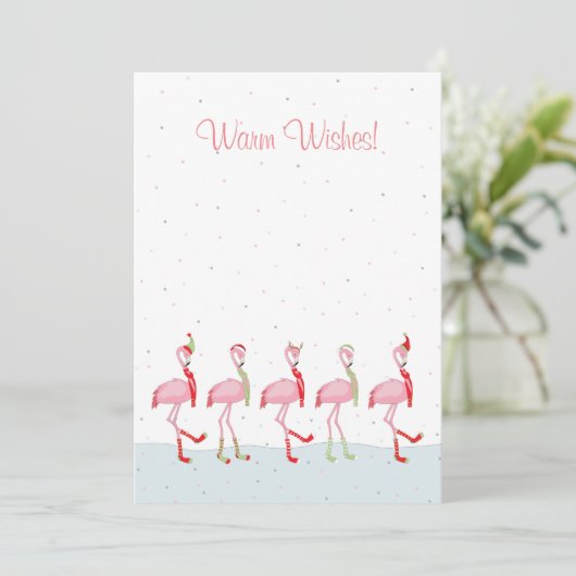 Kerstflamingo Feestdagenkaart (Staand voorkant)