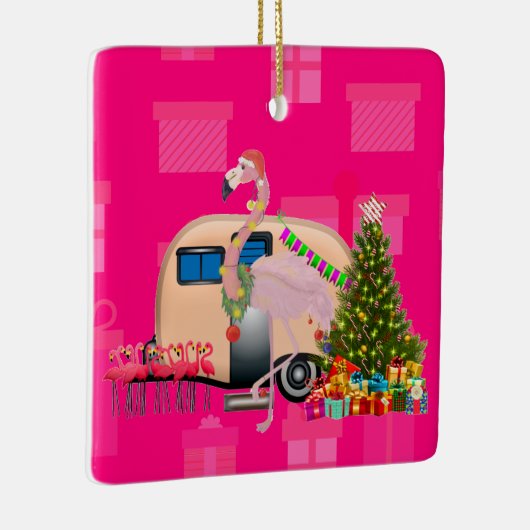 kerstflamingo keramisch ornament (Rechts)