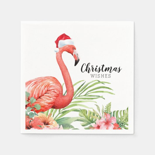 Kerstflamingo | Kerstwensen | Papier Servet (Voorkant)