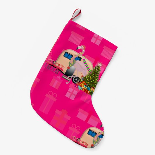 kerstflamingo kleine kerstsok (Voorkant (Hangend))