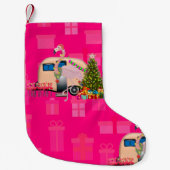 kerstflamingo kleine kerstsok (Voorkant)